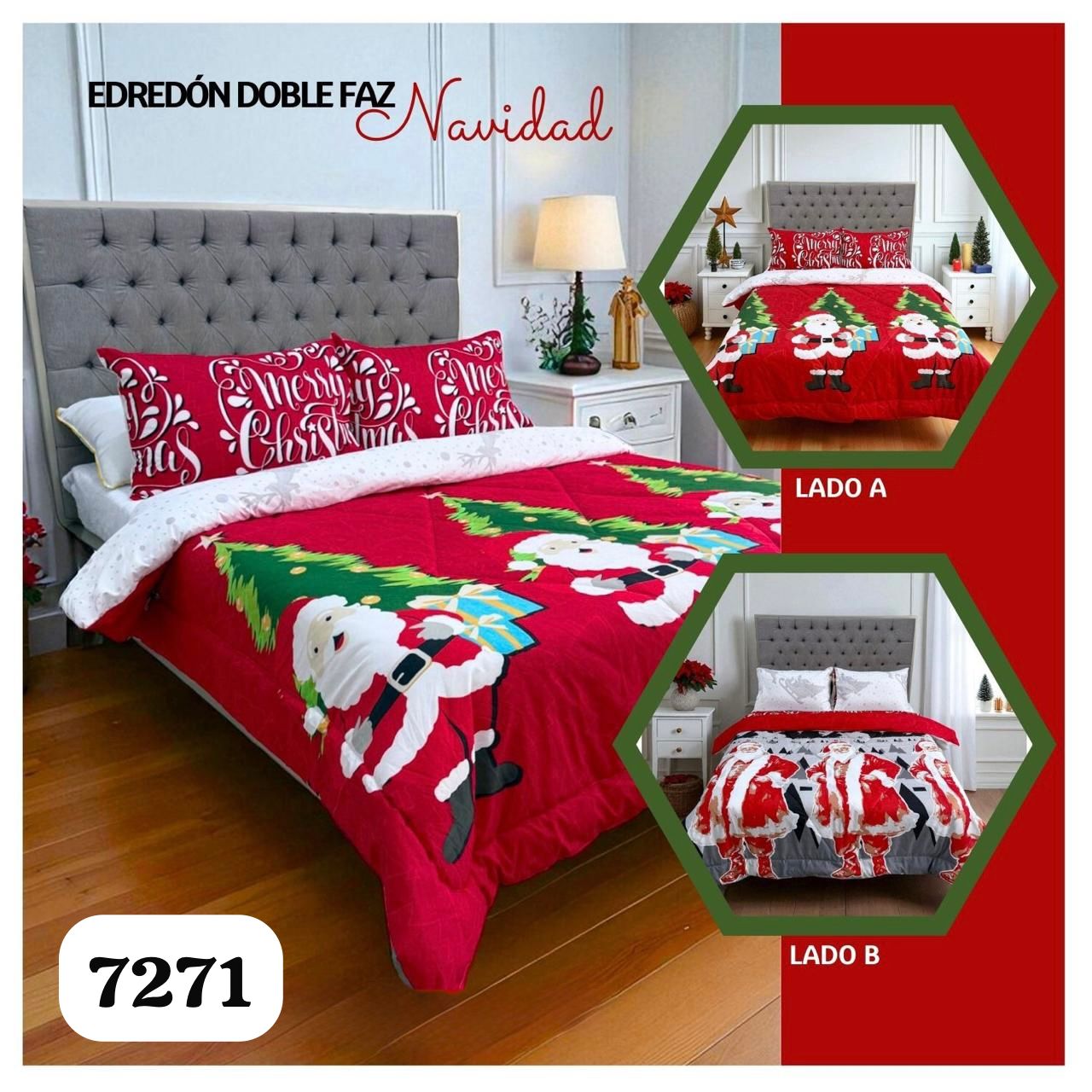 Edredón doble faz cama doble navidad 🎄CAMA NAVIDEÑA
