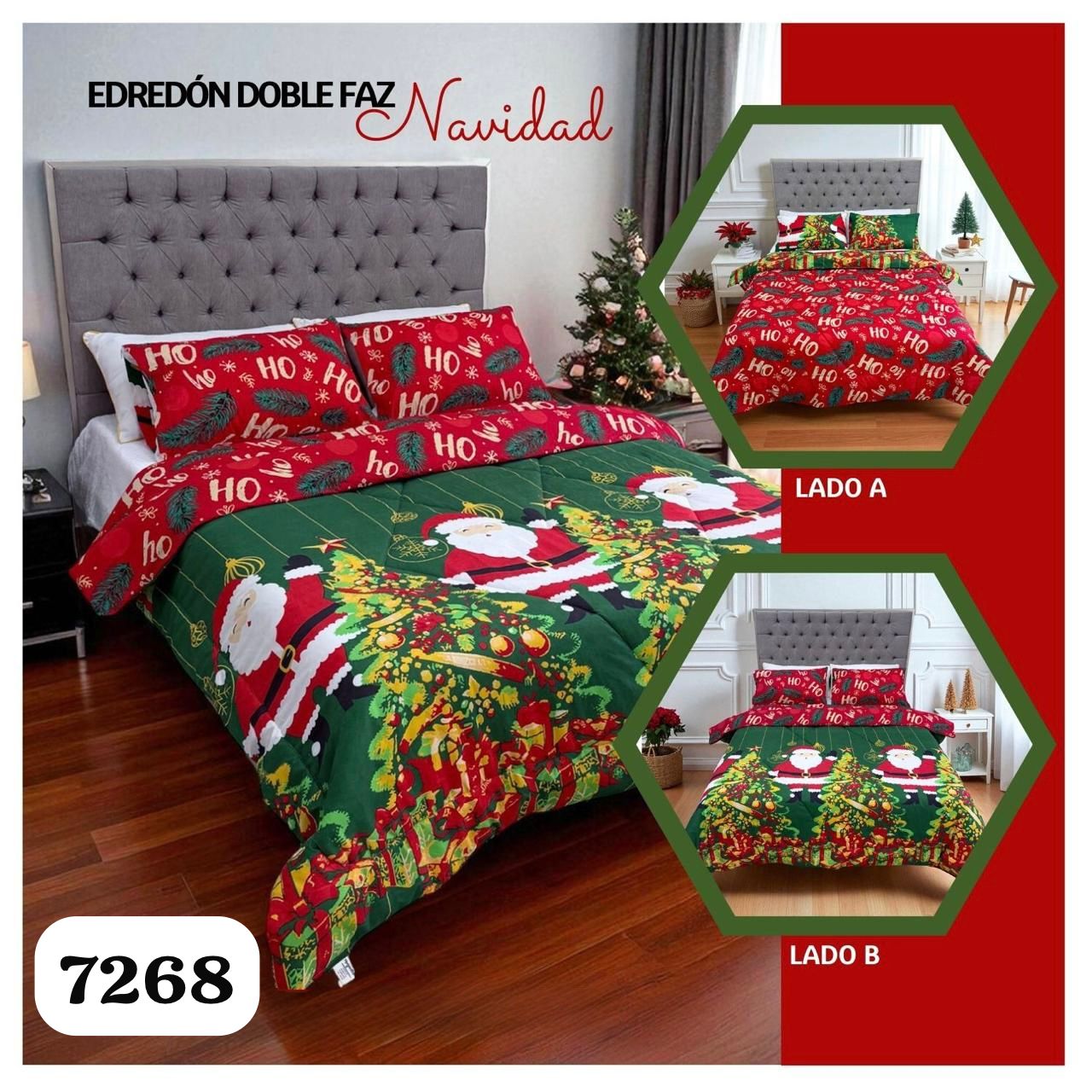 Edredón doble faz cama doble navidad 🎄CAMA NAVIDEÑA