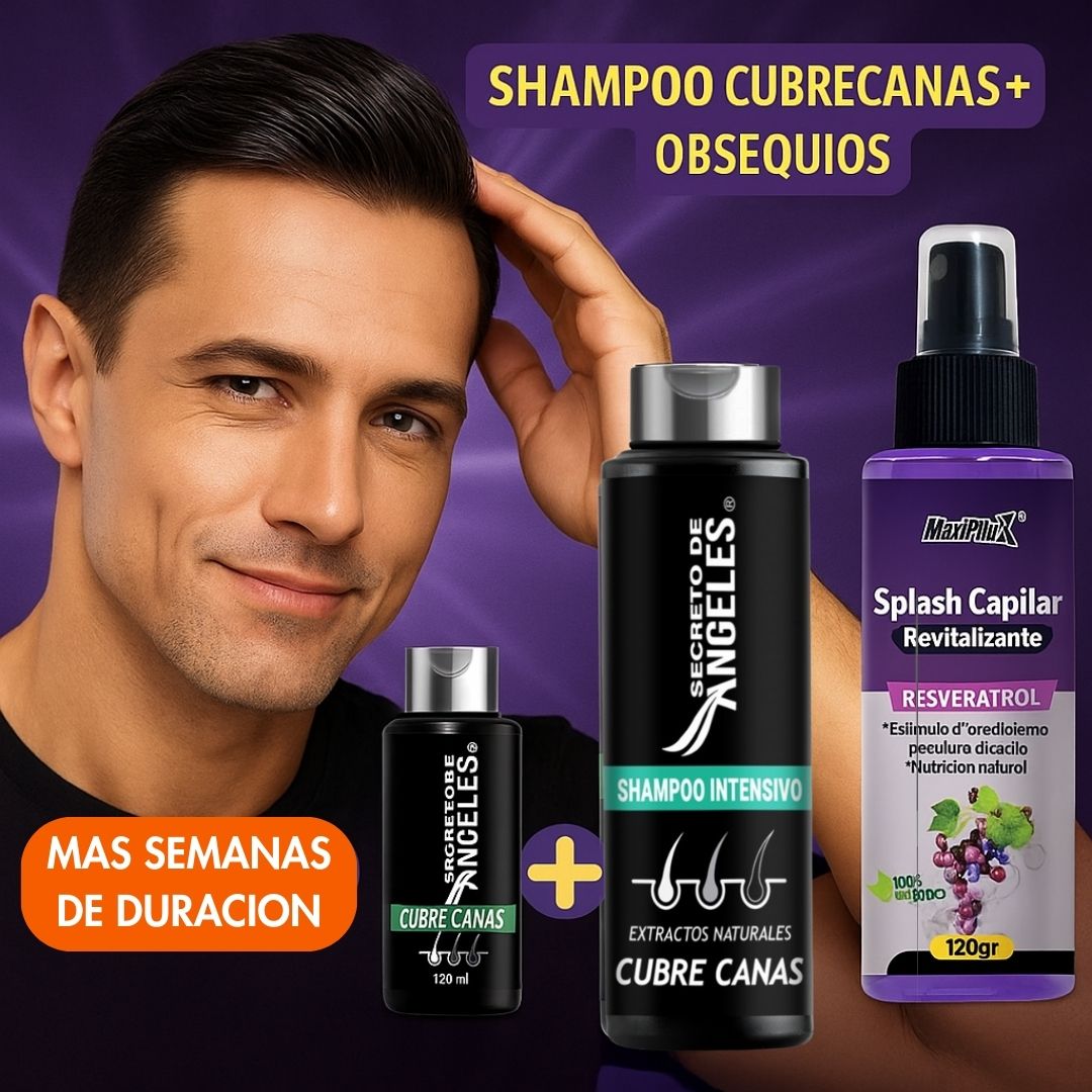 SUPER OFERA LIMITADA 🔥SHAMPOO CUBRECANAS + SPLAS CAPILAR RESVE HOMBRES Y MUJERES